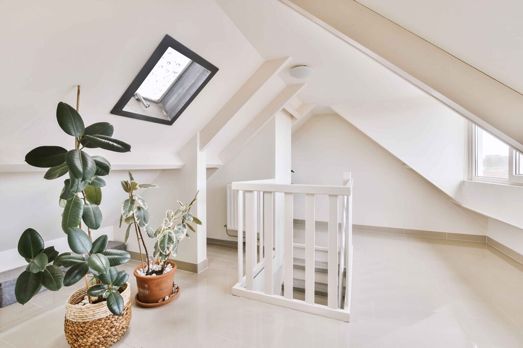 Spacious attic space with skylight