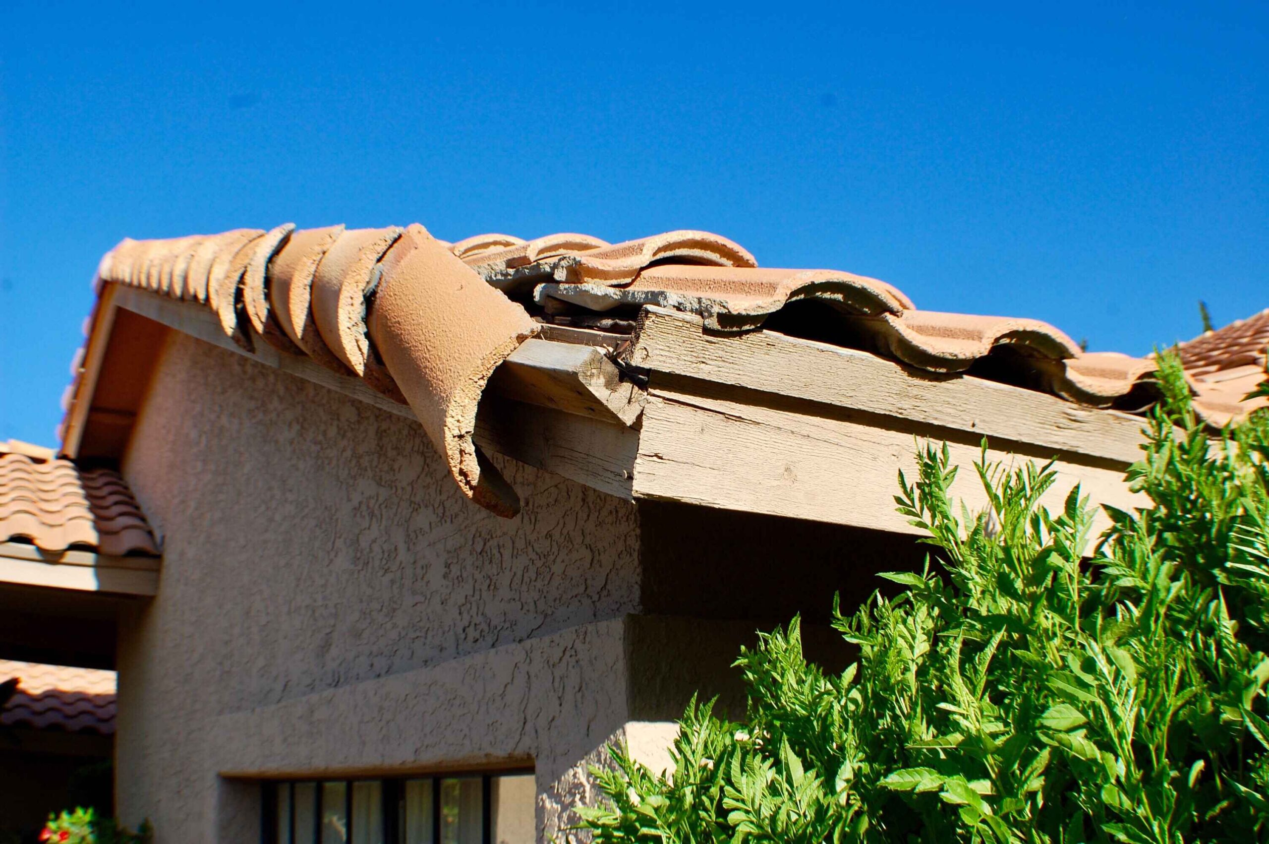 damaged roof from storm