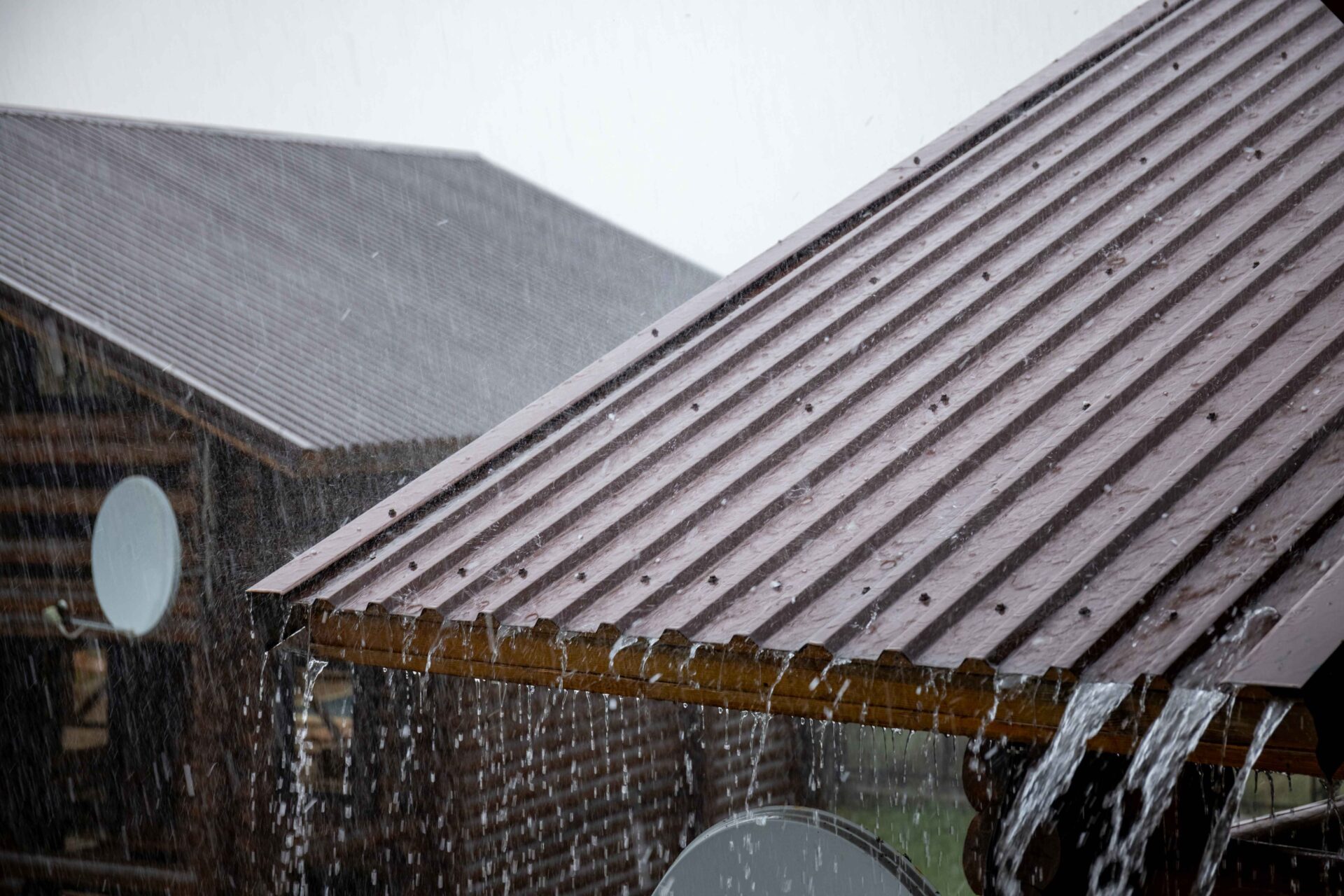 rain falling on roofs