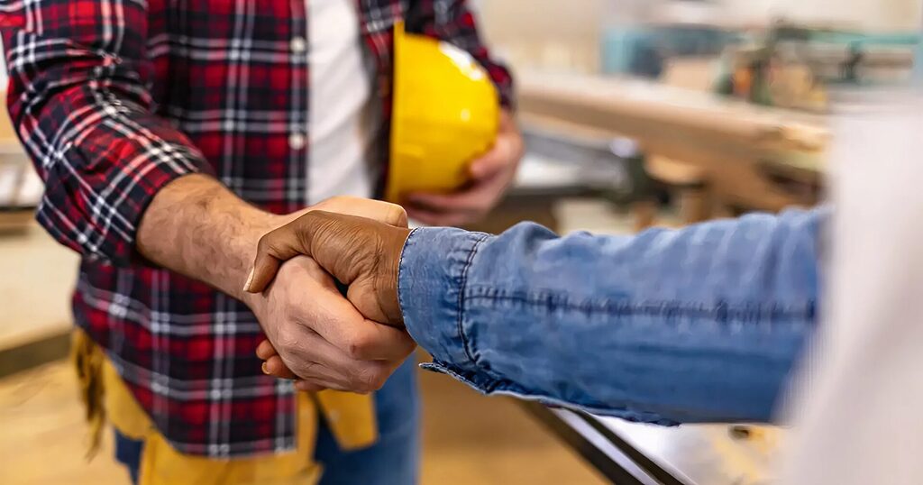 Contractor and Homeowner shaking hands