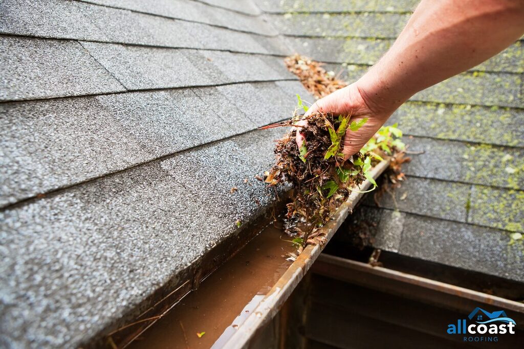 clogged gutters due to rain