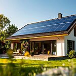 solar panels on a roof of a beautiful house